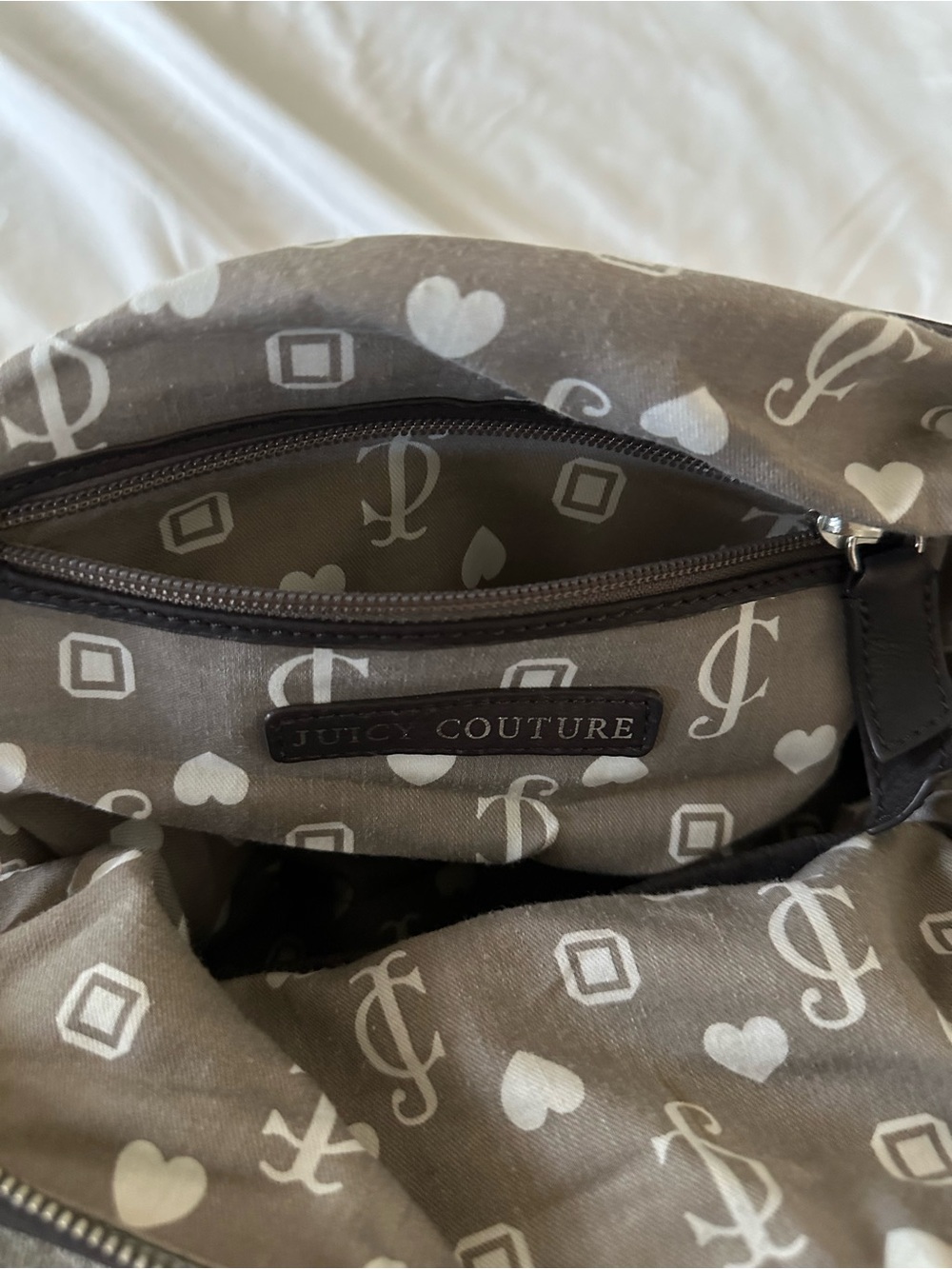 Y2K Juicy Couture Bowler Bag “Grey and Brown Leather” - Picture 8 of 11